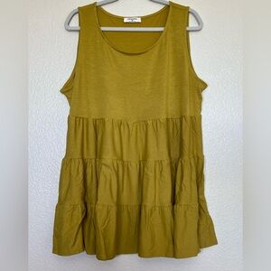 Chartreuse tiered tunic tank, size 2X